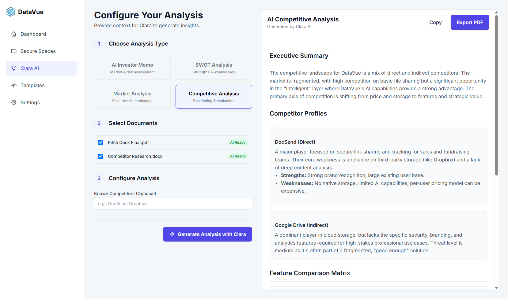 Clara AI Competitive Analysis - Comprehensive competitor analysis and strategic positioning