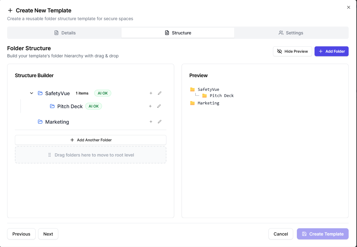 DataVue Template Management - Pre-built templates for due diligence and fundraising