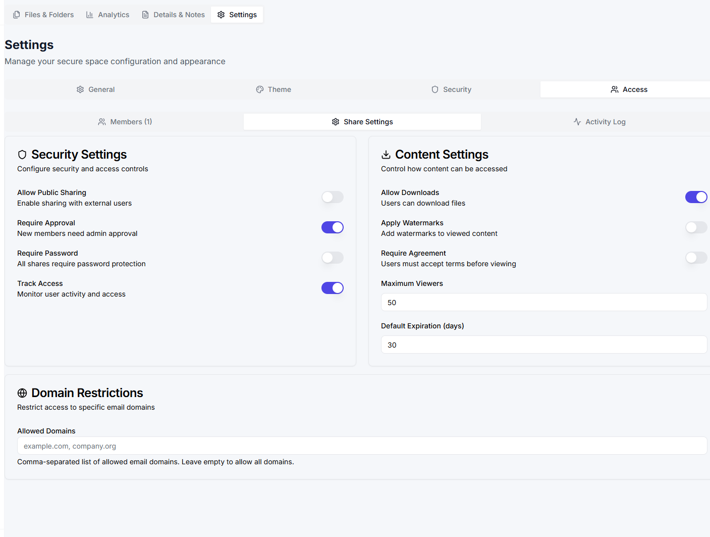DataVue Security Controls - Granular access control, watermarking, and download restrictions